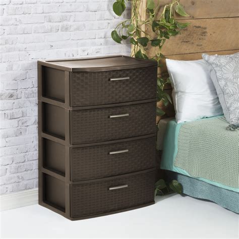 The finish is easy to clean, stain and scratch resistant, making the bedside table the ideal choice for. . Drawer dresser plastic